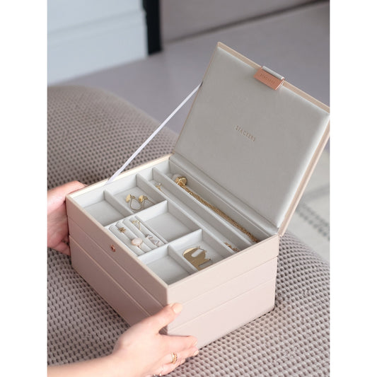 Ladies Set of 3 Blush Faux Leather Classic Jewellery Box 73775