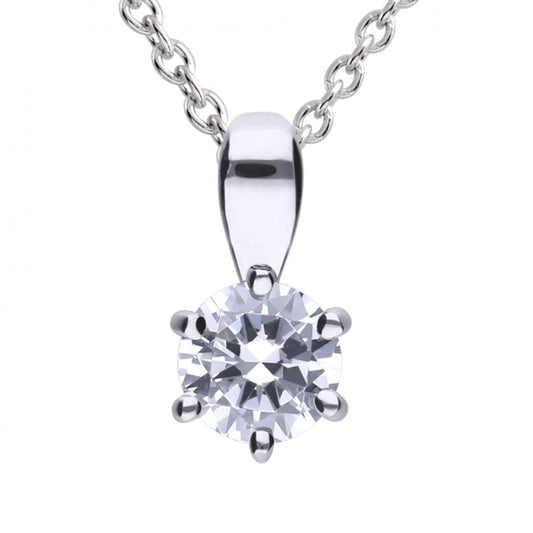 Sterling Silver Six Claw Cubic Zirconia 1.50ct Pendant P4607