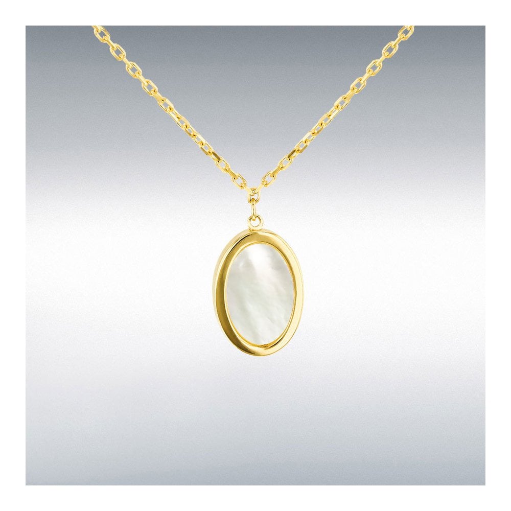 9ct Yellow Gold Oval Mother Of Pearl Pendant