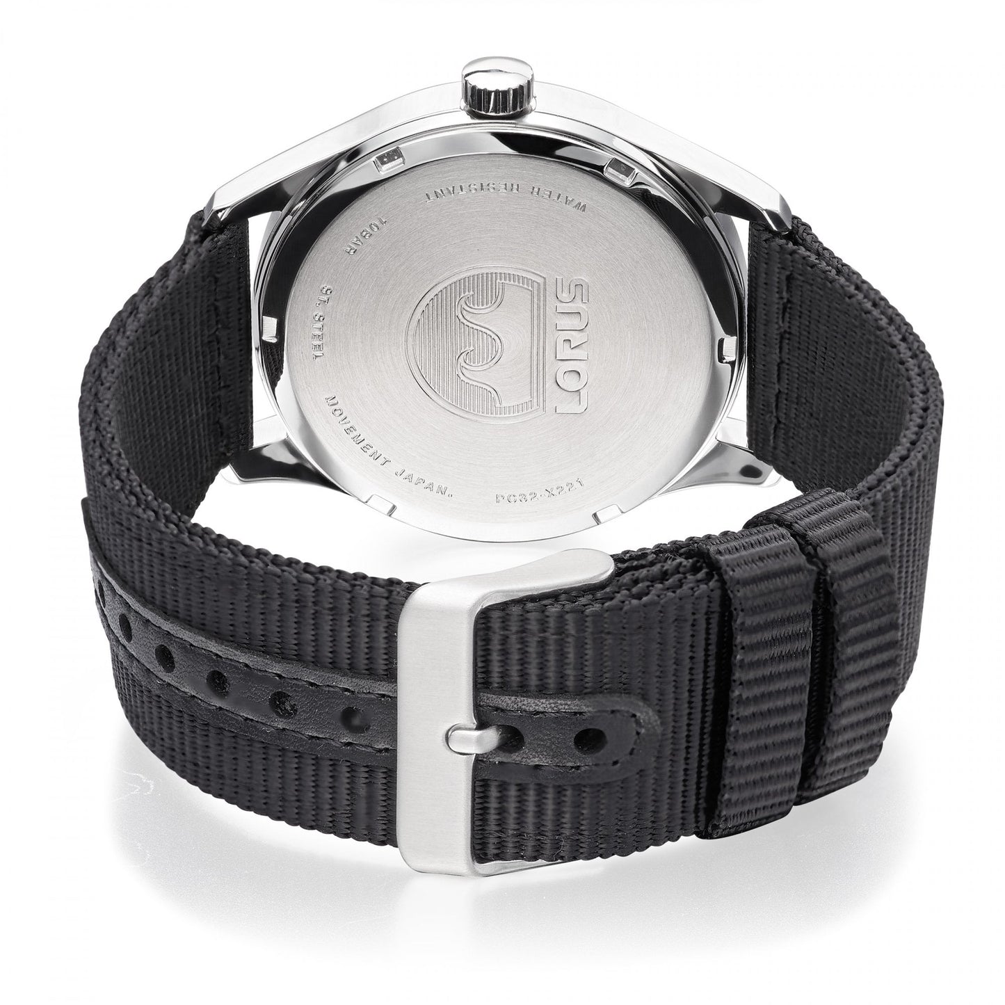 Gents Steel Battery Watch on Fabric Strap with Date RH927QX9