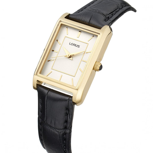 Ladies Gold Tone Rectangular Watch on Leather Strap RG290VX9