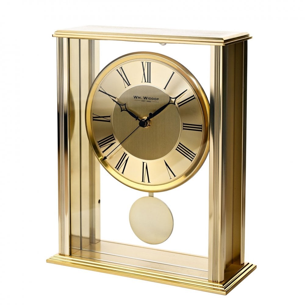 Substantial Gold Tone Pendulum Quartz Mantel Clock W2943