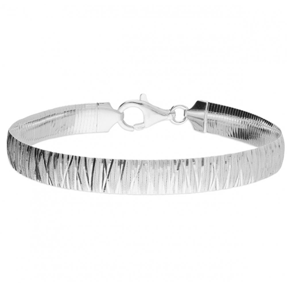 Sterling Silver 19cm Diamond Cut Flat Bracelet