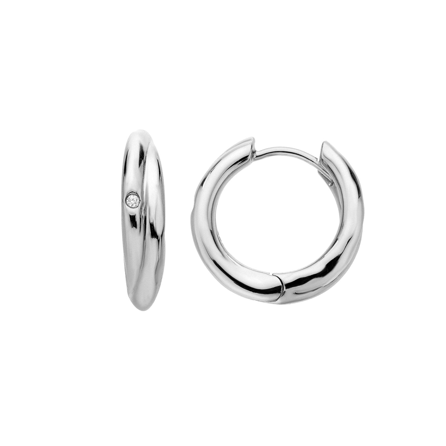 Sterling Silver Ladies Diamond Aura Hoop Earrings DE823