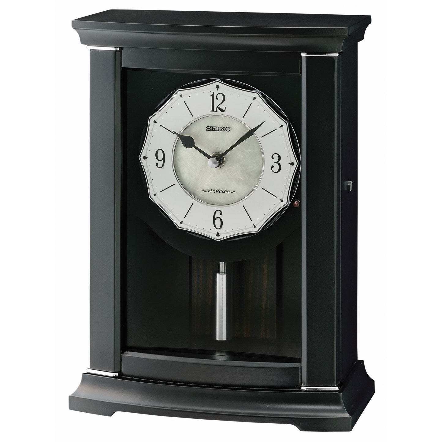 Dark Wooden Musical Battery Mantel Clock with Pendulum QXW250K
