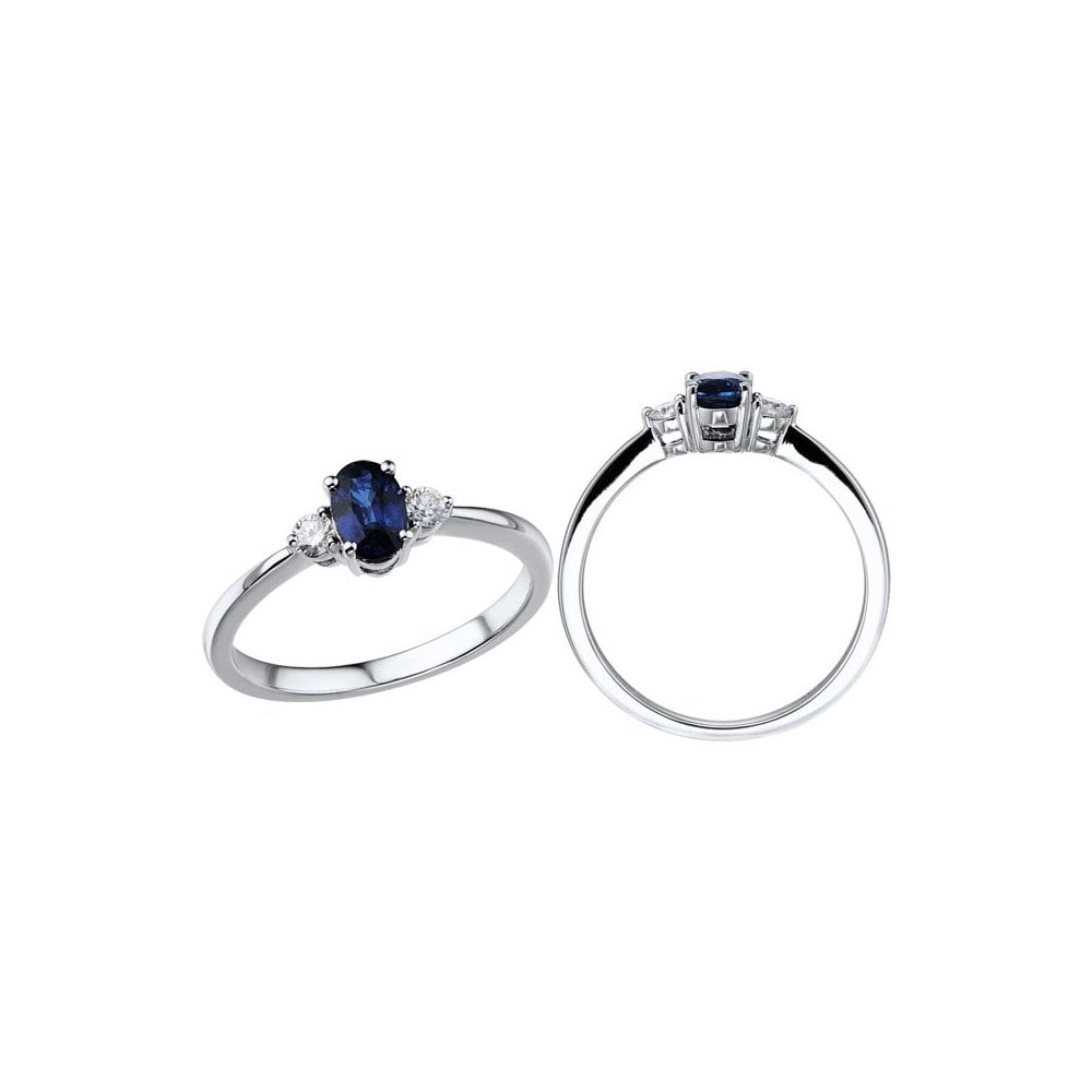 Platinum Ladies Diamond and Sapphire Engagement Ring