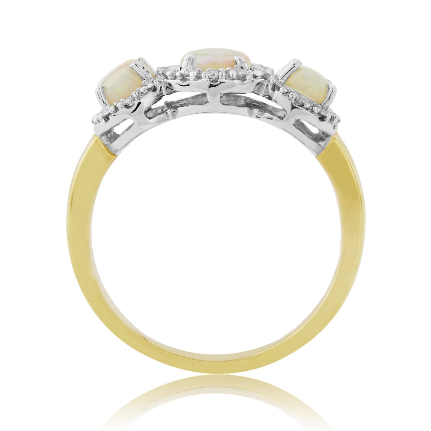 9ct Gold Ladies Opal and Diamond Cluster Dress Ring