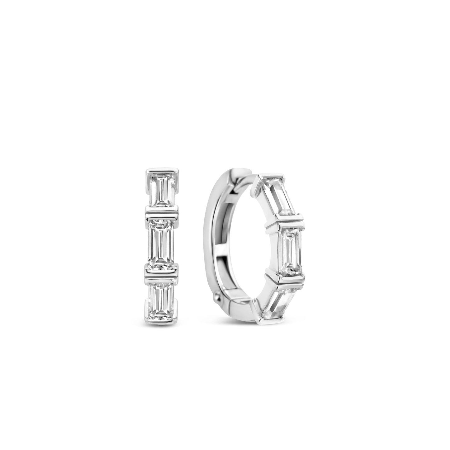 Sterling Silver Ladies Cubic Zirconia Hoop Earrings 7974ZI