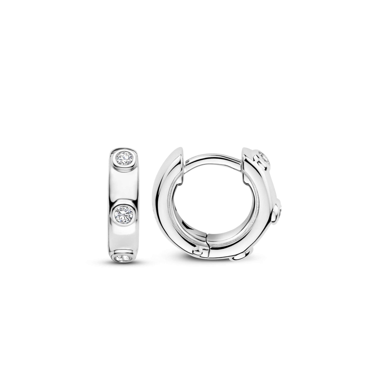 Sterling Silver Ladies Cubic Zirconia Small Hoop Earrings 7953ZI