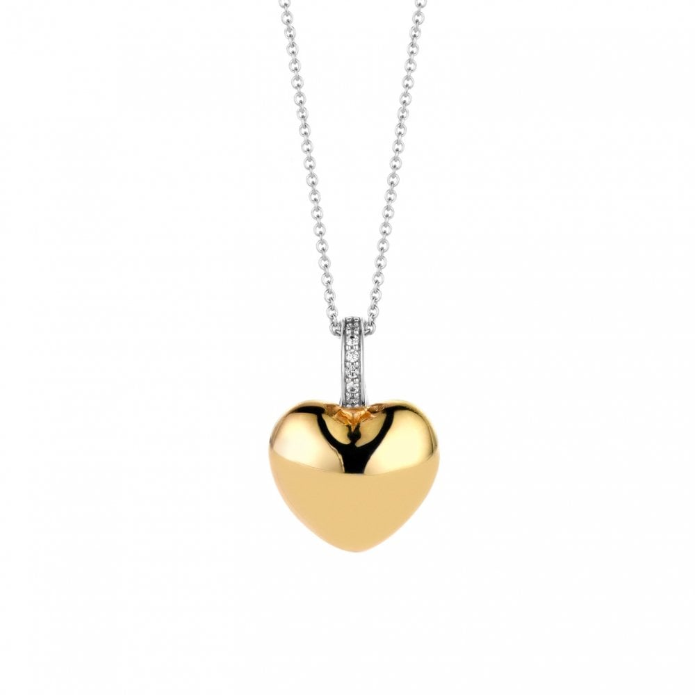 Sterling Silver Gold Finished CZ Heart Pendant 6745SY