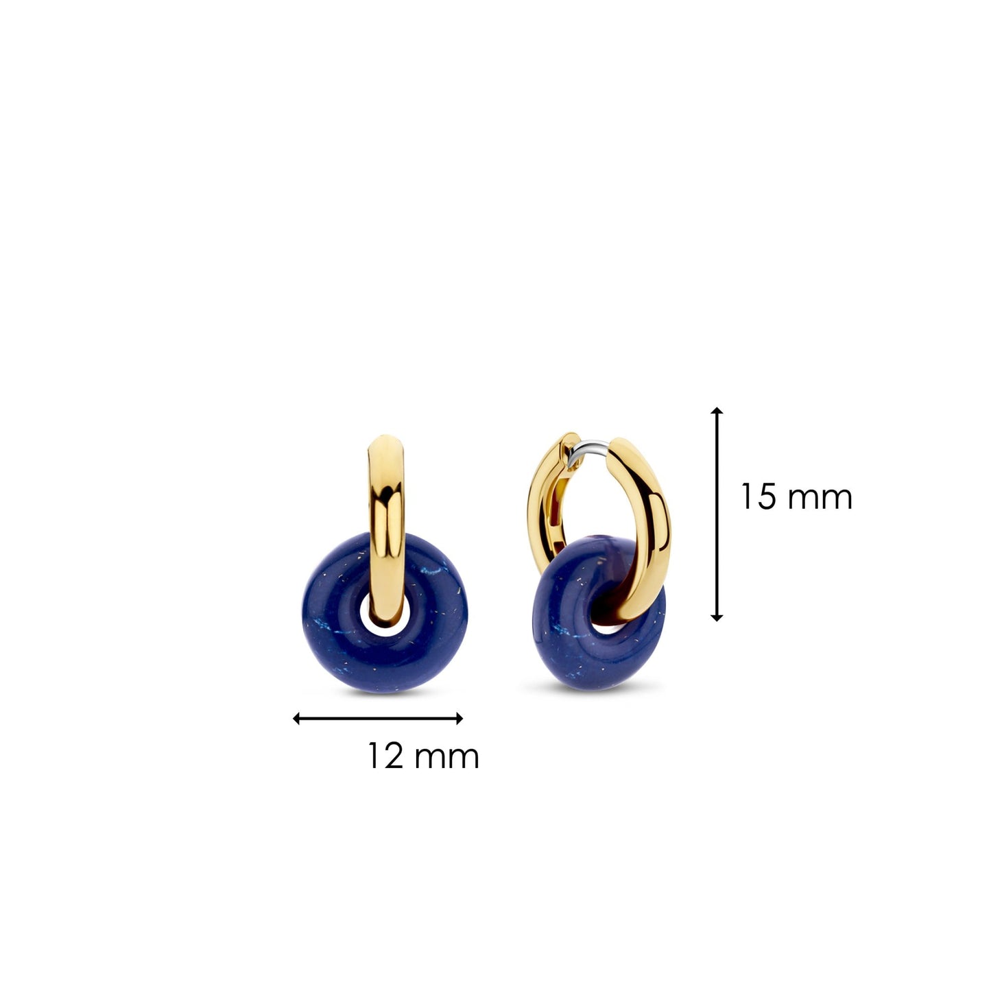 Sterling Silver Gold Finish Lapis Hoop Earrings 7855BL