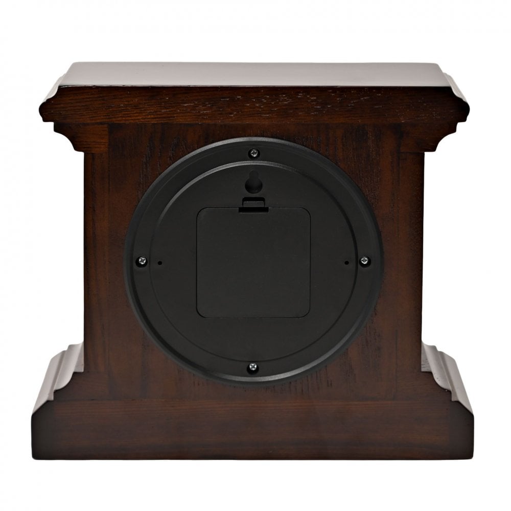 Dark Wooden Battery Mantel Clock with Clear Face W3416
