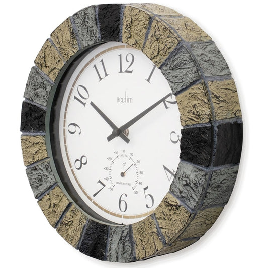 Slate Effect Wall Clock Indoor or Outdoor Bowfell 22427
