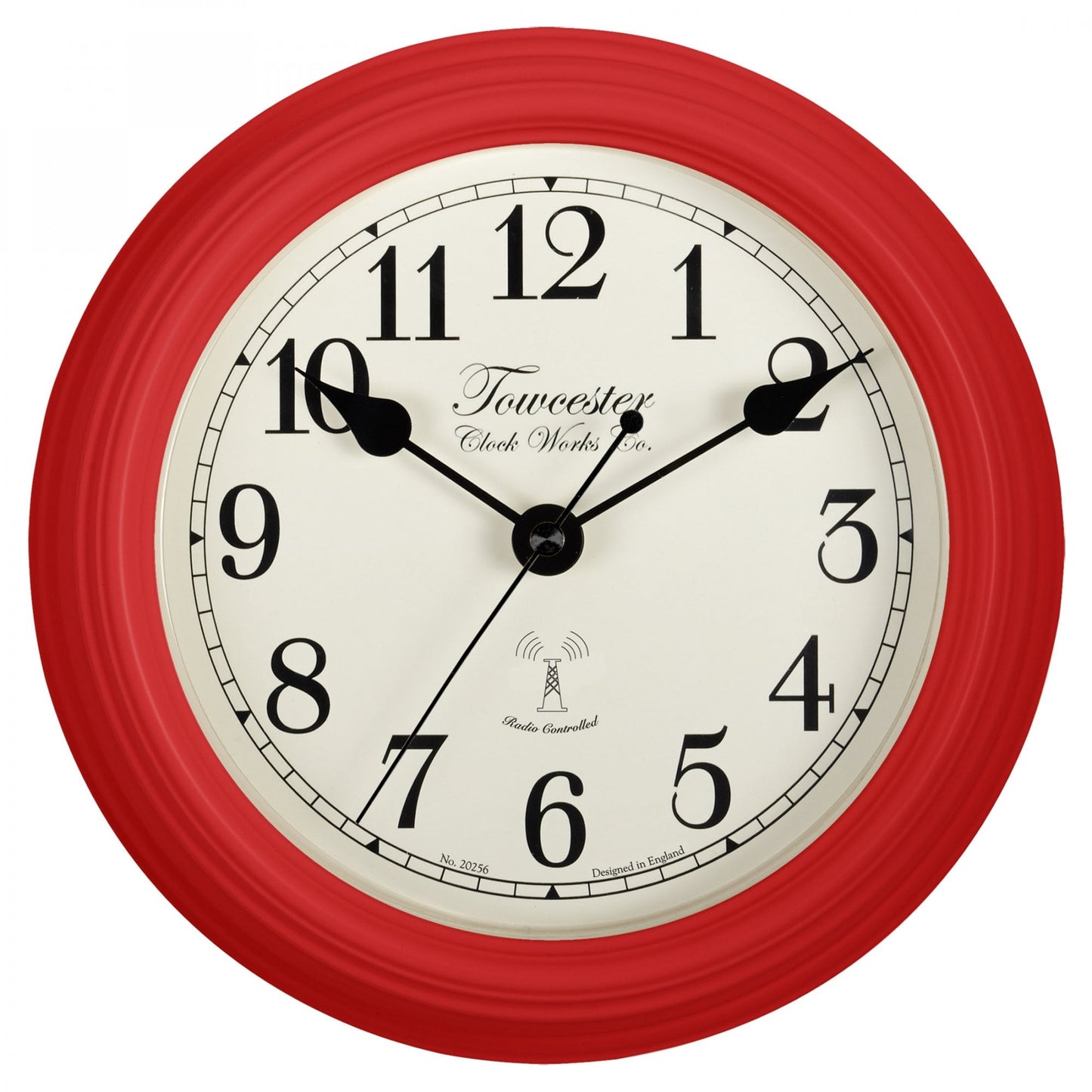 Radio Controlled Round Red Battery Wall Clock Fairford 85464