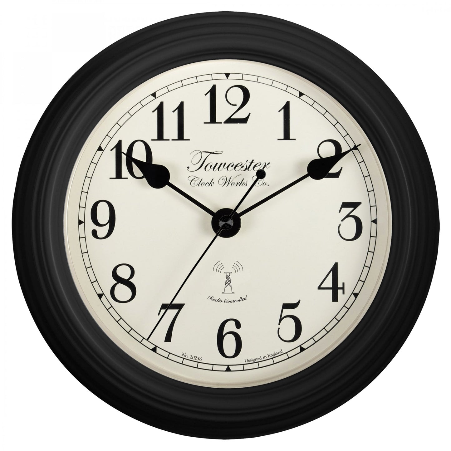 Radio Controlled Round Black Battery Wall Clock Fairford 85463
