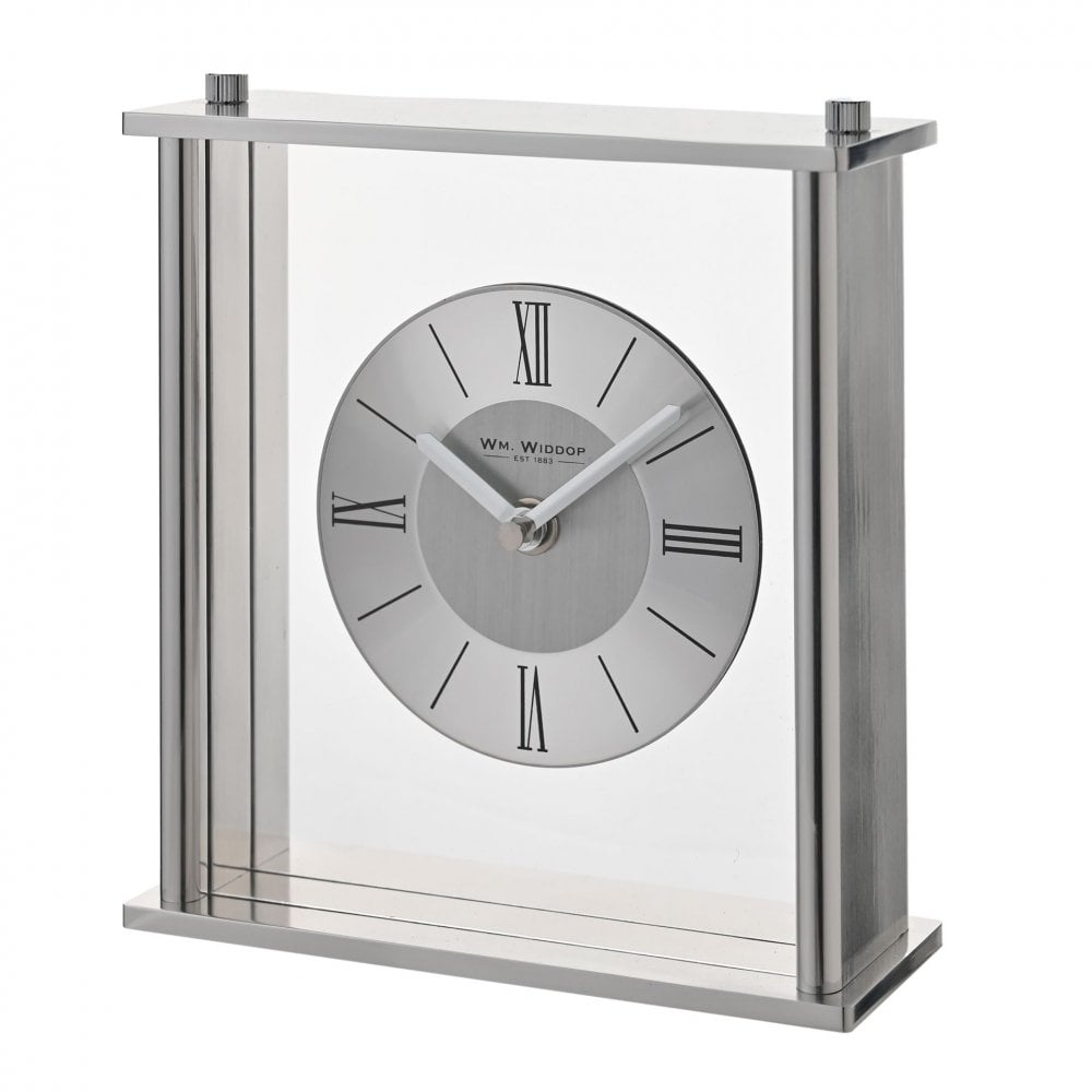 Silver Tone Battery Mantel Clock W3429
