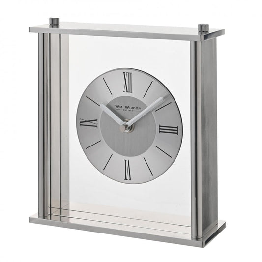Silver Tone Battery Mantel Clock W3429