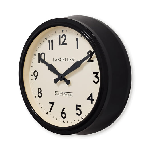 Lascelles Black Round Quartz Wall Clock SM/RETRO/BLACK