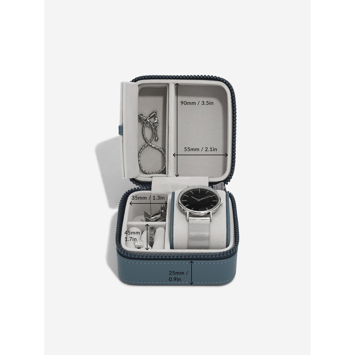Blue Canvas Watch & Jewellery Box 76401