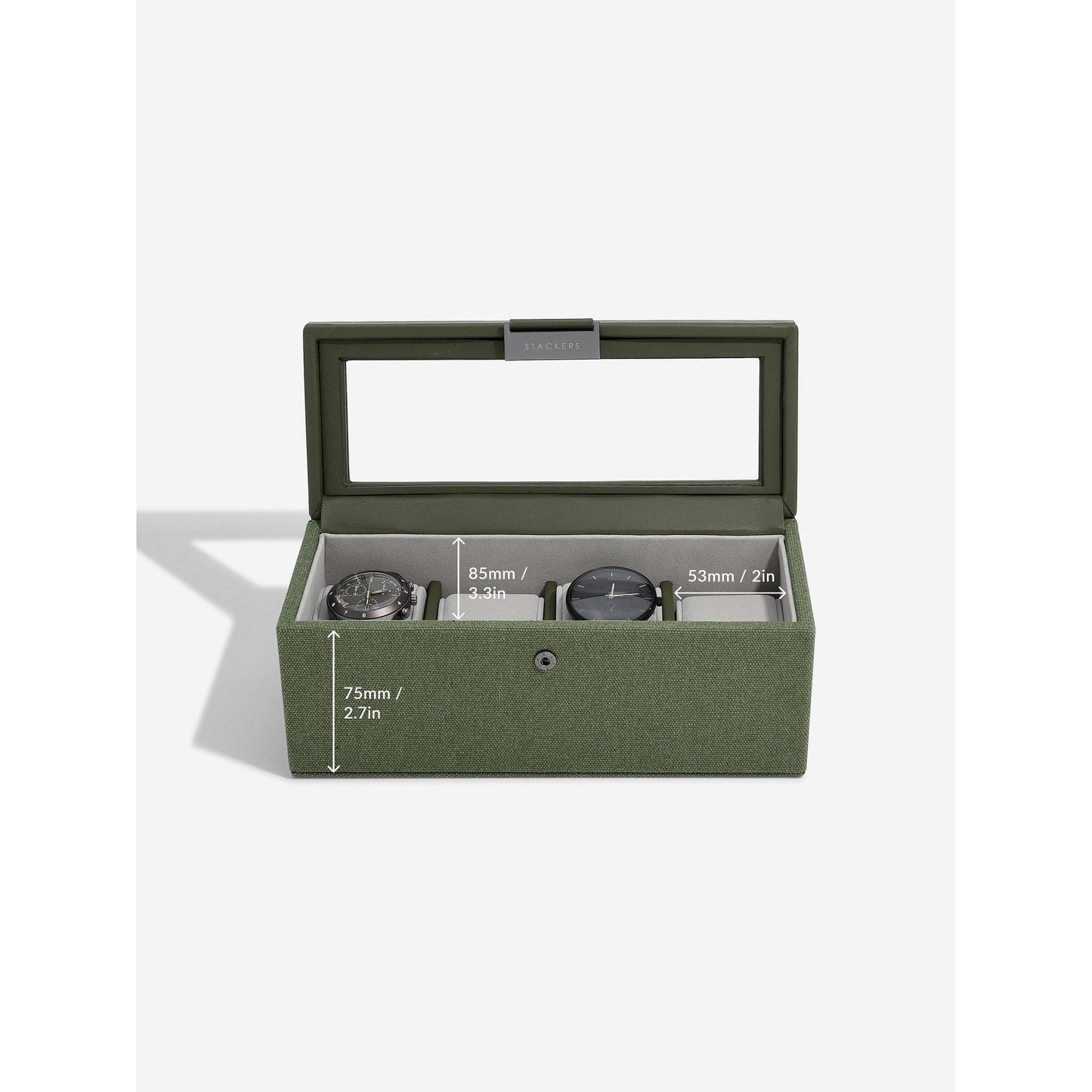 Ladies or Gents Green Faux Leather & Canvas Watch Box 76406