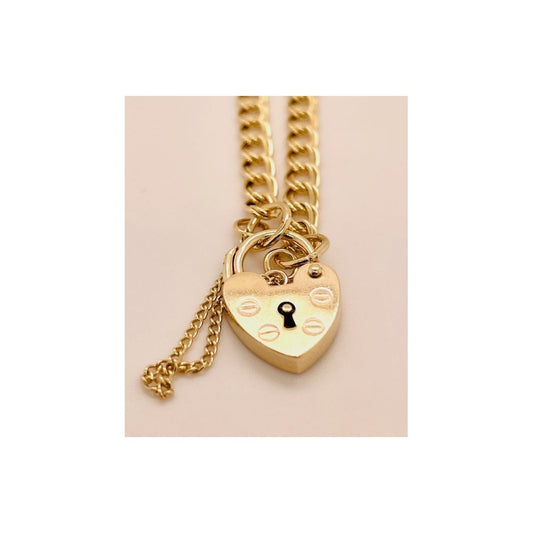 9ct Yellow Gold Ladies Double Curb Bracelet with Padlock