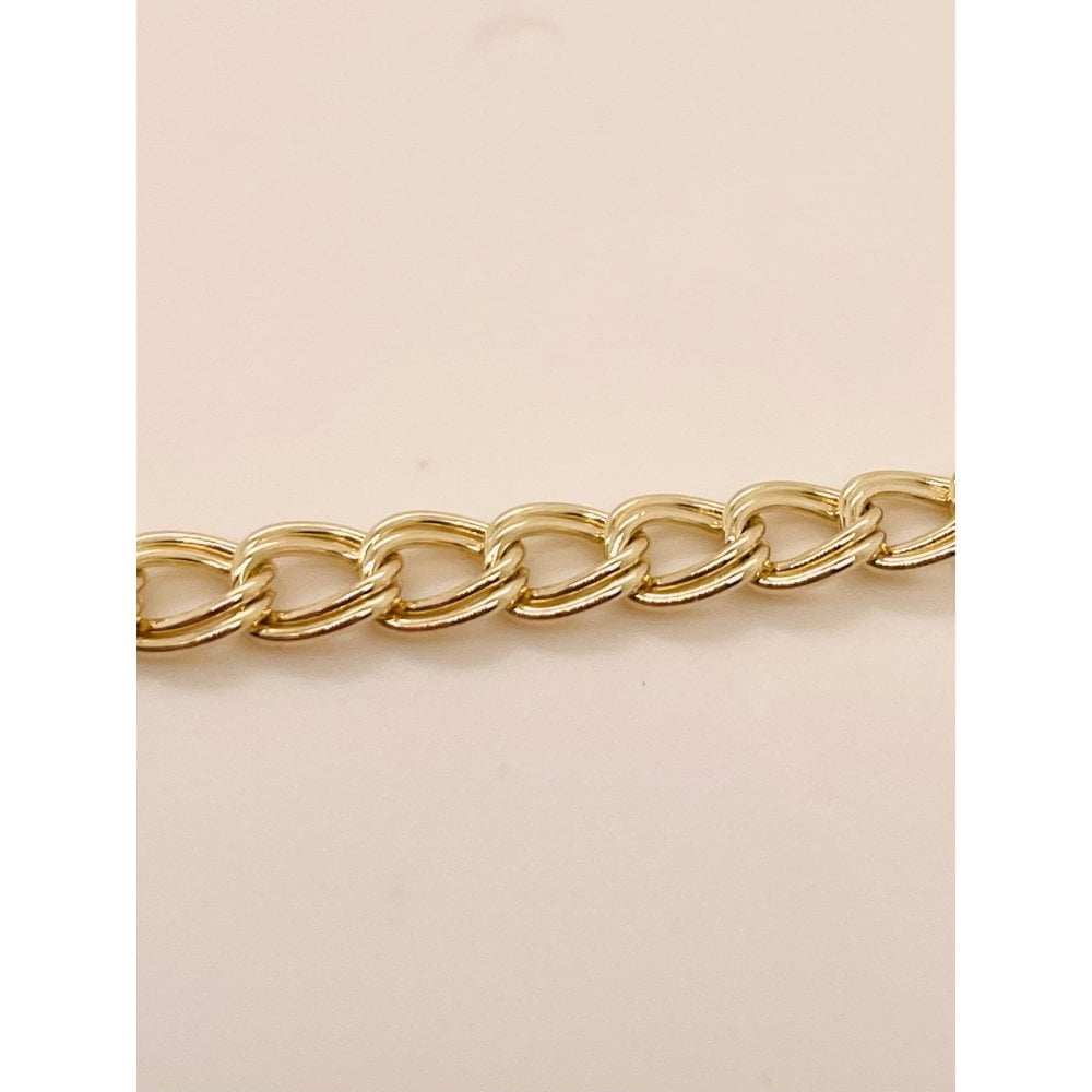 9ct Yellow Gold Ladies Double Curb Bracelet with Padlock