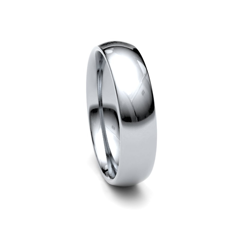 Platinum Court Shape 5mm Wide Polished Wedding Ring