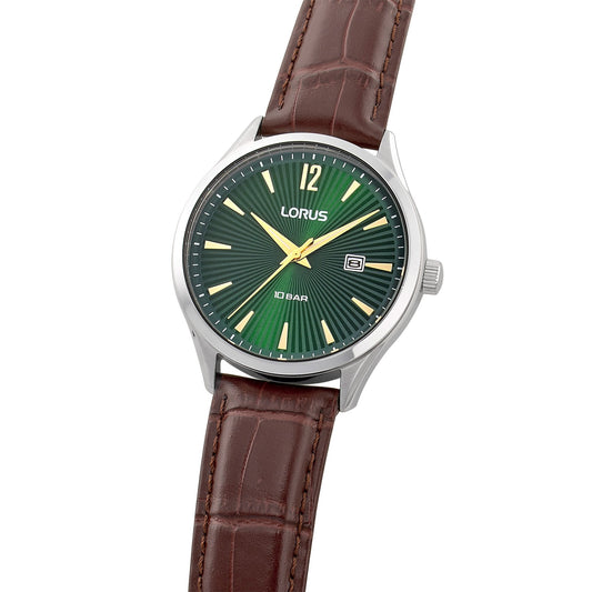 Gents Quartz Steel Watch On Leather Strap With Date RH995RX9