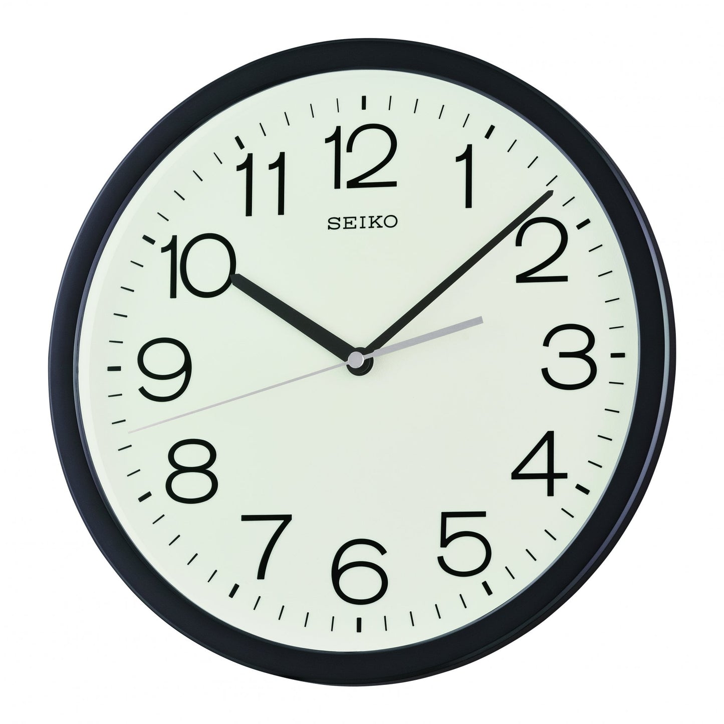 Black Round Quartz Clear Wall Clock, Silent Sweep QXA847K