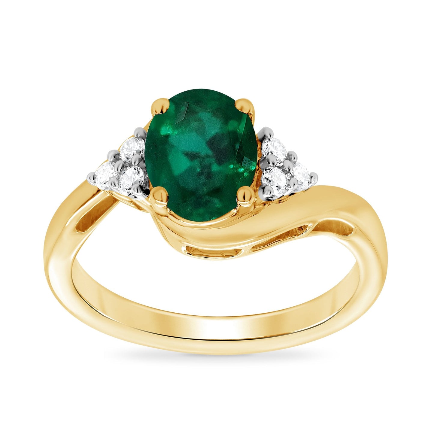 9ct Gold Ladies Lab Grown Diamond and Emerald Cluster Ring