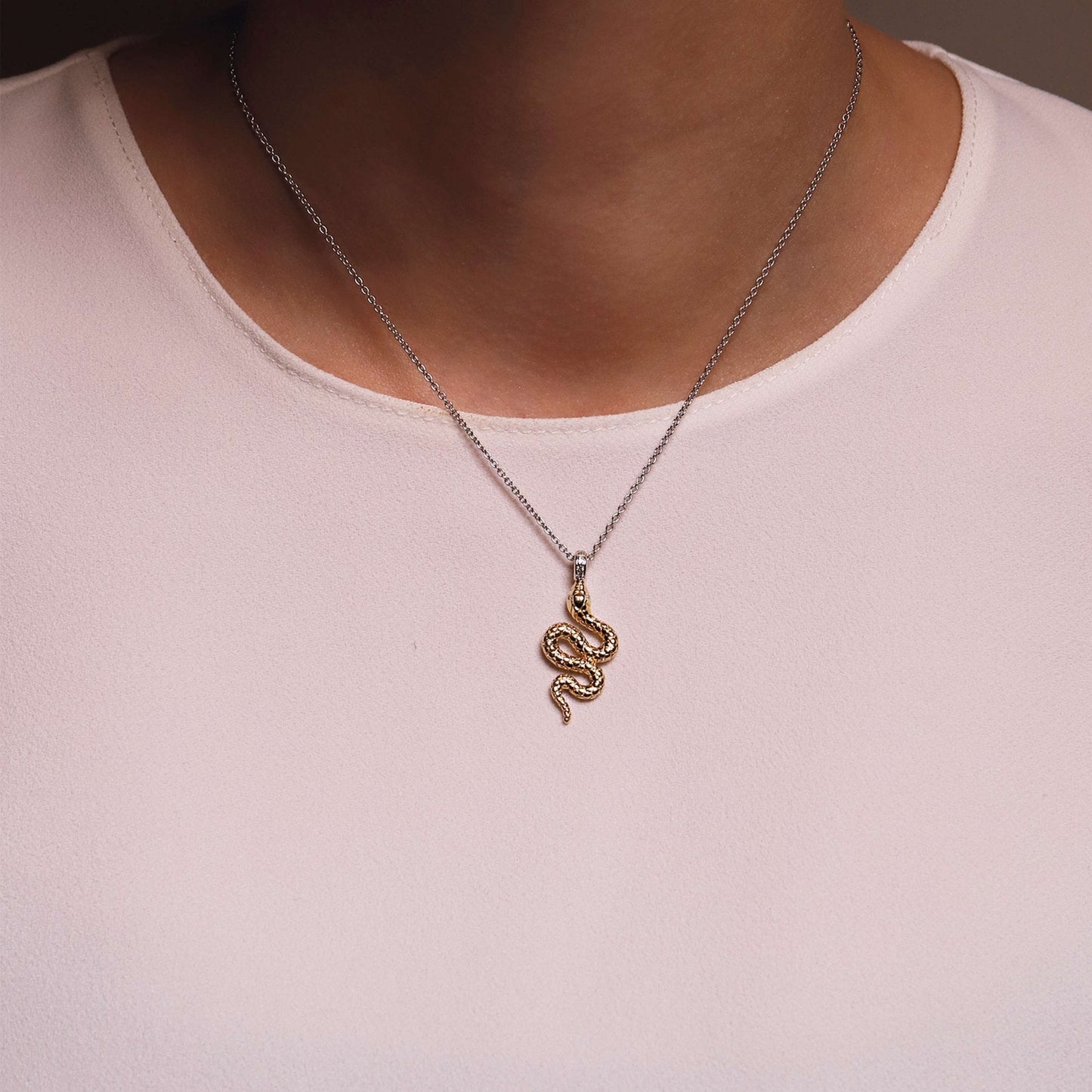 Ladies Gold on Silver Snake Necklace 3923SY/42