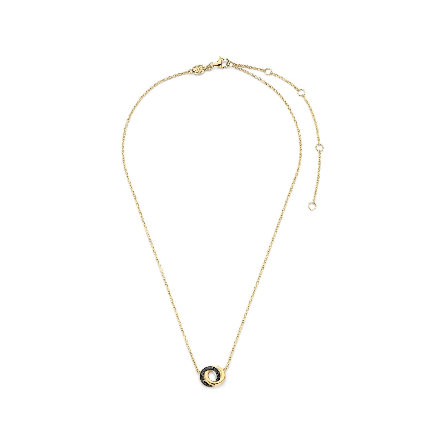 Ladies Gold on Silver Black Cubic Zirconia Pendant 3915BY/42