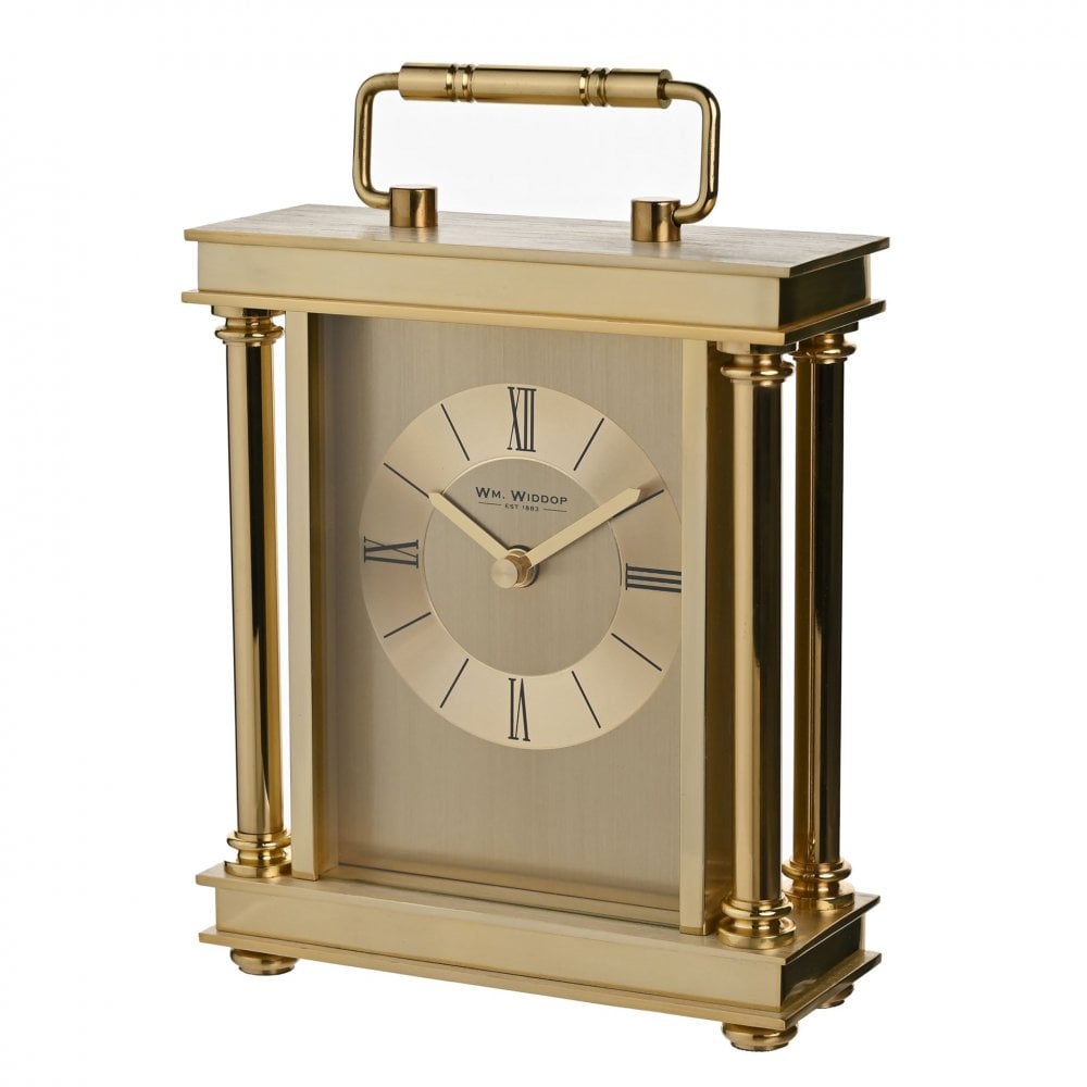 Gold Tone Battery Carriage Mantel Clock W3426