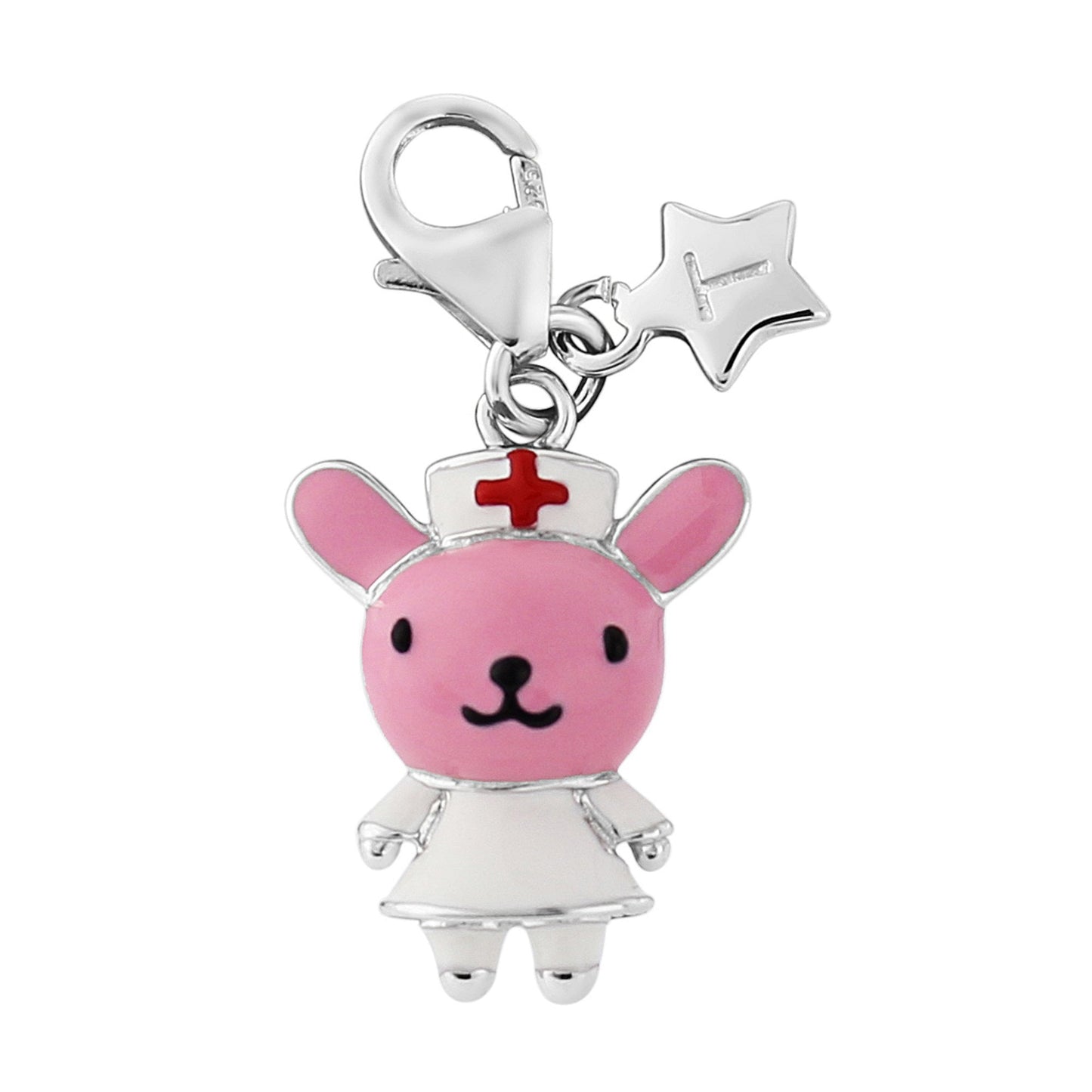Ladies Sterling Silver Nurse Bunny Clip-on Charm SCH282