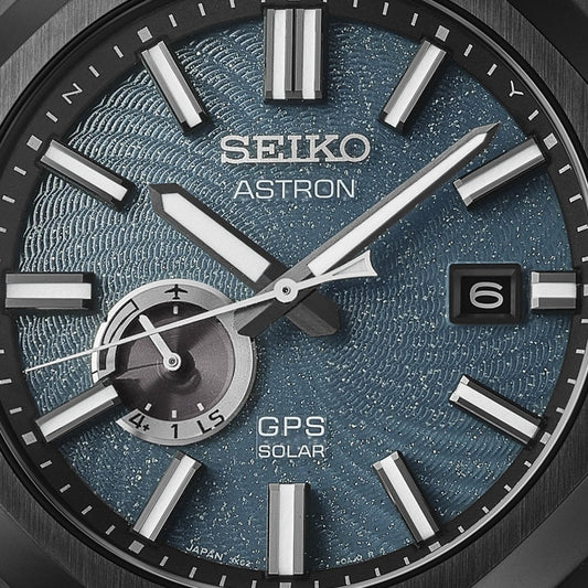 SSJ039J1 Seiko Astron Gents GPS Solar Black Titanium Limited Edition Watch on Bracelet Spiral Galaxy Dial