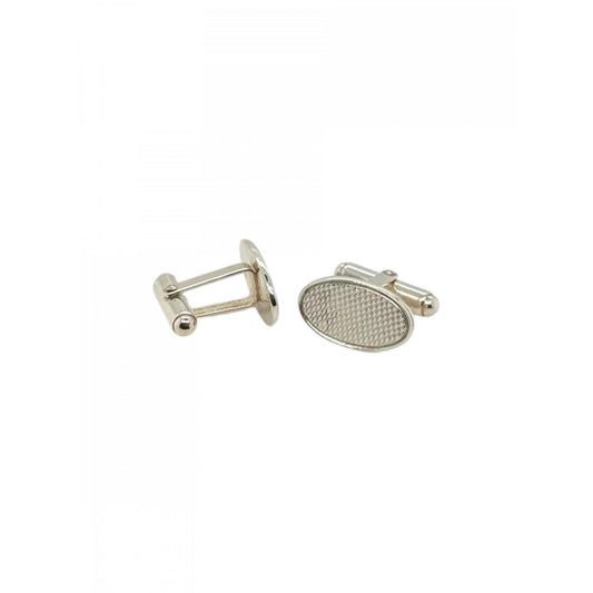 Sterling Silver Gents Engine Turned Cufflinks with Swivel