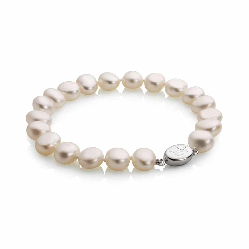 S46S7.5 Jersey Pearl Sterling Silver 8mm Freshwater Pearl Bracelet