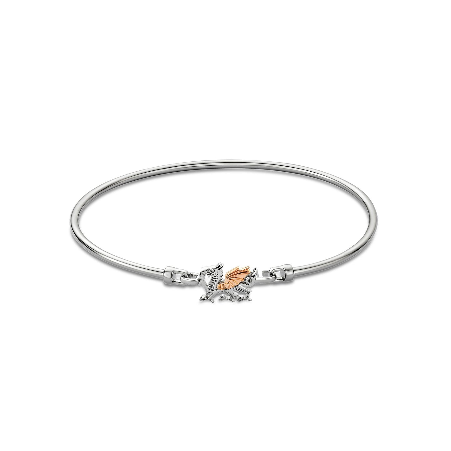 Silver & Gold Ladies Royal Clogau Welsh Dragon Bangle 3SWDR895