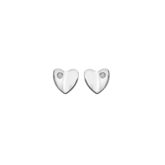 Hot Diamonds Ladies Sterling Silver Heart Stud Earrings DE907 Front View