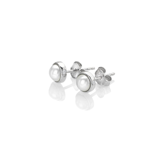 Hot Diamonds Sterling Silver Ladies Amulets Freshwater Pearl and Diamond Stud Earrings