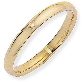 Ladies 9ct Yellow Gold 2.5mm Wide Court Wedding Ring Band