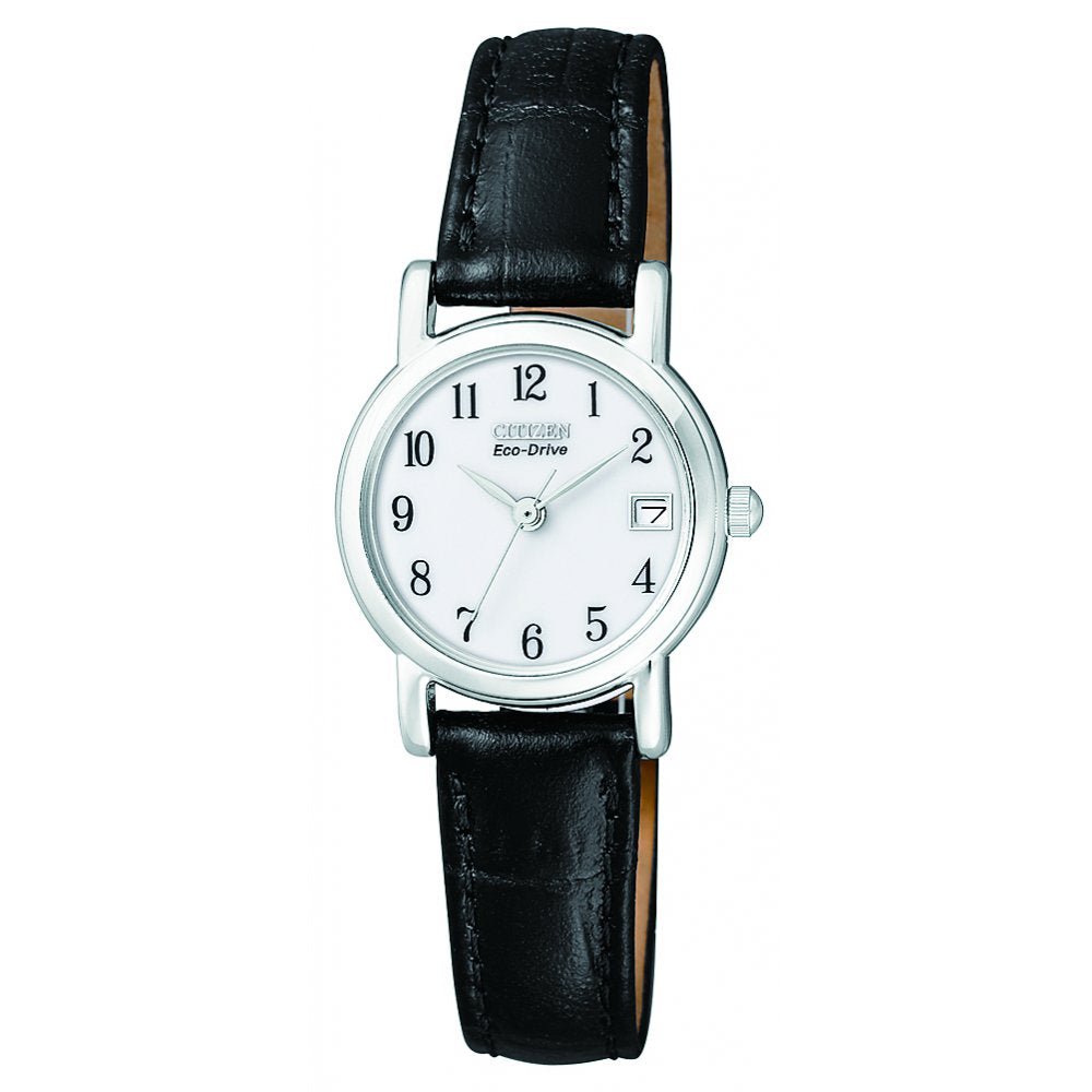 Ladies Everyday Eco-Drive Watch on Leather Strap EW1270-06A