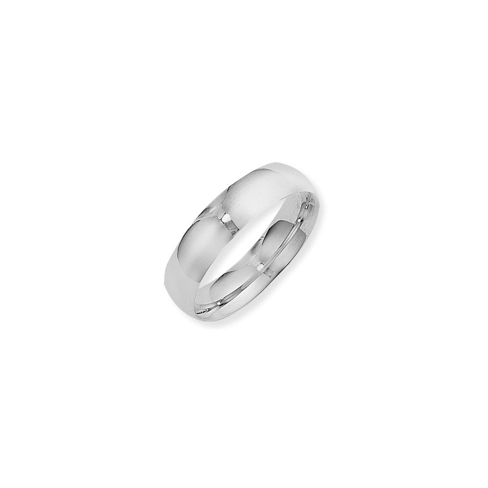 9ct White Gold Court Shape Polished Wedding Ring 6mm Wide