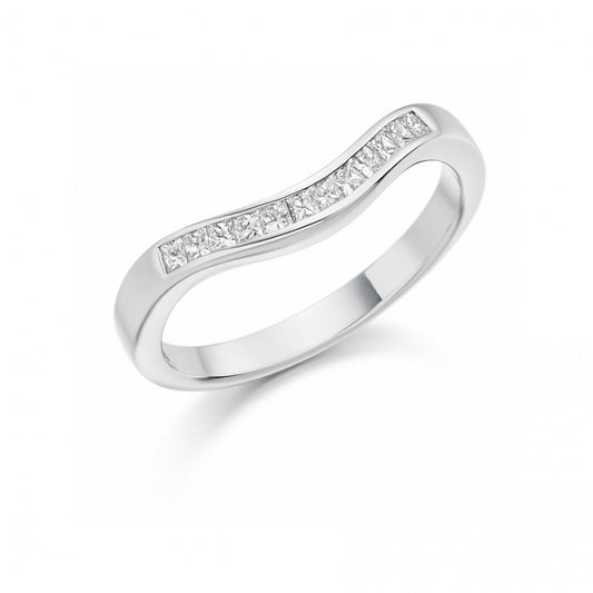 Platinum Curved Diamond Set Wedding Band or Eternity ring