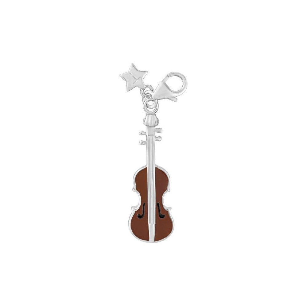Sterling Silver Ladies Musical Violin Clip-on Charm SCH271