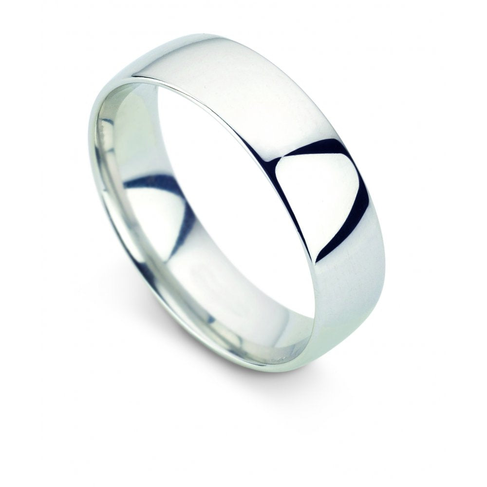 Platinum Plain Polished Wedding Ring 6mm Wide