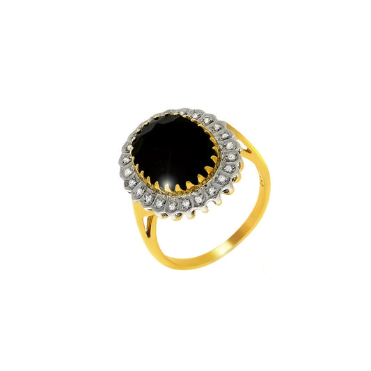 9ct Yellow Gold Diamond & Sapphire Cluster Ring