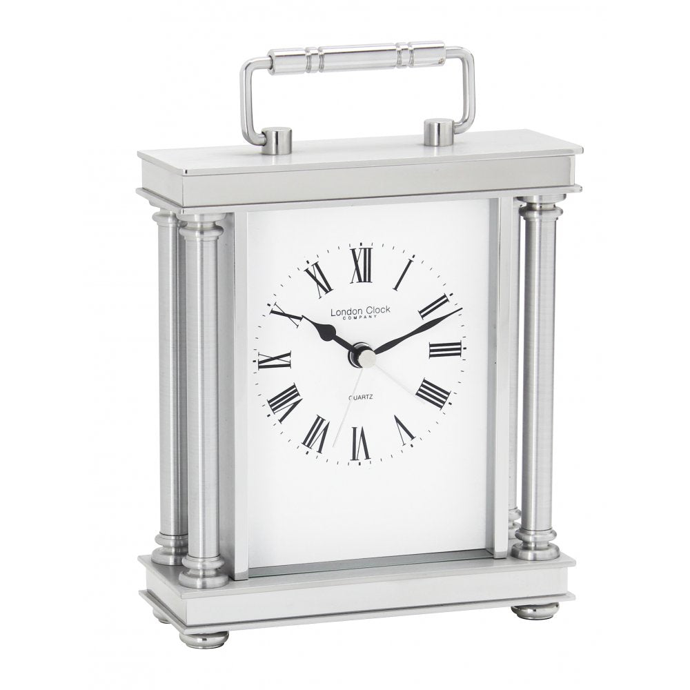 Silver Finish Battery Carriage Clock with Alarm 03069