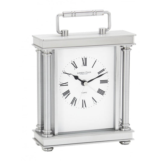 Silver Finish Battery Carriage Clock with Alarm 03069