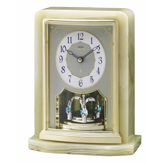 Seiko Emblem Battery Marble Gold Finish Mantle Clock AHW465G